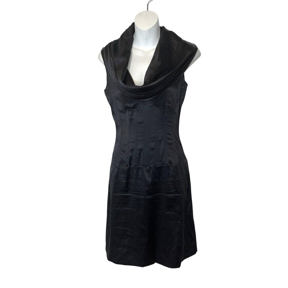 Dolce & Gabbana Elegant Black Cowl Neck Sleeveless Satin A-Line Dress Size 40